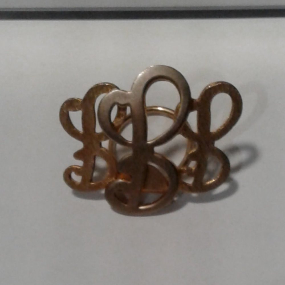 Vintage  Gold Tone Monogrsm Scroll Design  Scarf Clip
